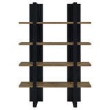 Danbrook 71-inch 4-shelf Bookshelf Black and Aged Walnut - 882036