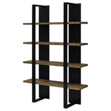 Danbrook 71-inch 4-shelf Bookshelf Black and Aged Walnut - 882036