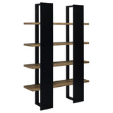 Danbrook 71-inch 4-shelf Bookshelf Black and Aged Walnut - 882036