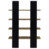 Danbrook 71-inch 4-shelf Bookshelf Black and Aged Walnut - 882036