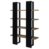 Danbrook 71-inch 4-shelf Bookshelf Black and Aged Walnut - 882036