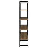 Danbrook 71-inch 4-shelf Bookshelf Black and Aged Walnut - 882036