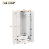Modern 3 Door Mirror Wardrobe With 2 Drawers And Top Cabinet