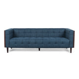 Contemporary Mid-Century Charm 3 Seater Sofa With Button Tufted Waffle Stitching