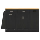 Kitchen Sideboard With Sliding Door Cabinet, 3 Tier Spice Rack