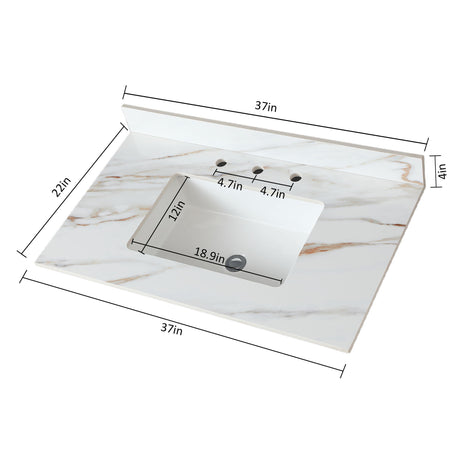 Vanity Top With Undermount Sink And Backsplash, Sintered Stone