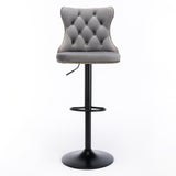 Swivel Barstools Adjusatble Seat Height, Modern Upholstered Bar Stools With Backs Comfortable Tufted For Home Pub And Kitchen Island (Set of 2)