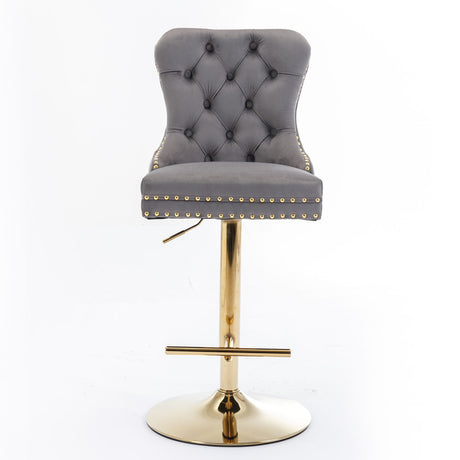Thick Swivel Barstools Adjusatble Seat Height From 25-33", Modern Upholstered Bar Stools With Backs Comfortable Tufted For Home Pub And Kitchen Island (Set of 2)