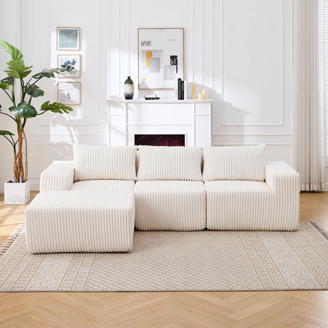 L - Shape Modern Minimalist Modular Sectional Sofa, Upholstered Cloud Couch With Deep Seats