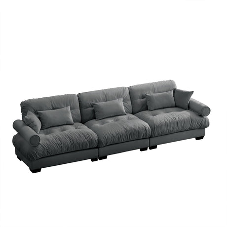 Modern Oversize Sofa With Cloud Like Comfort, Featuring Waist And Throw Pillows