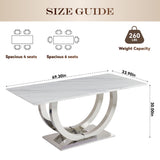 Rectangular Dining Table - Silver / White
