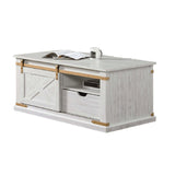 Coffee Table With Storage Drawer And Open Shelves - Antique White / Gold