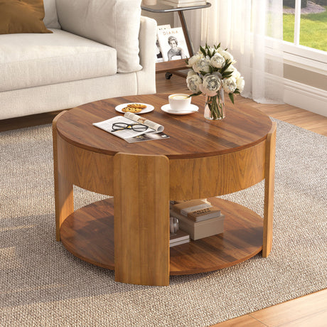 Round Lift Top Coffee Table With Hidden Storage