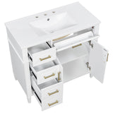 Bathroom Vanity With Sink, 4 Drawers, 2 Doors
