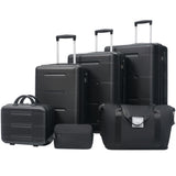 6 Piece Lightweight Hardshell Luggage Set With Double Spinner Wheels, Password Lock