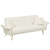 Convertible Double Futon Sofa Bed With Folding Armrests For Living Rooms