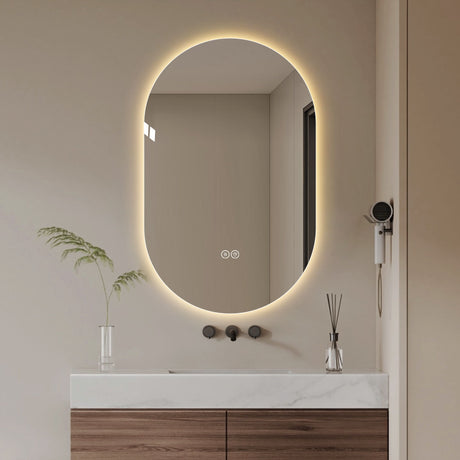 Smart Wall Mounted LED Touch Screen Mirror With Anti-Fog Function And Adjustable Lighting