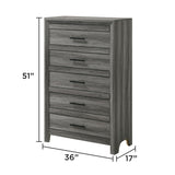 Denver - 5 Drawer Chest - Gray