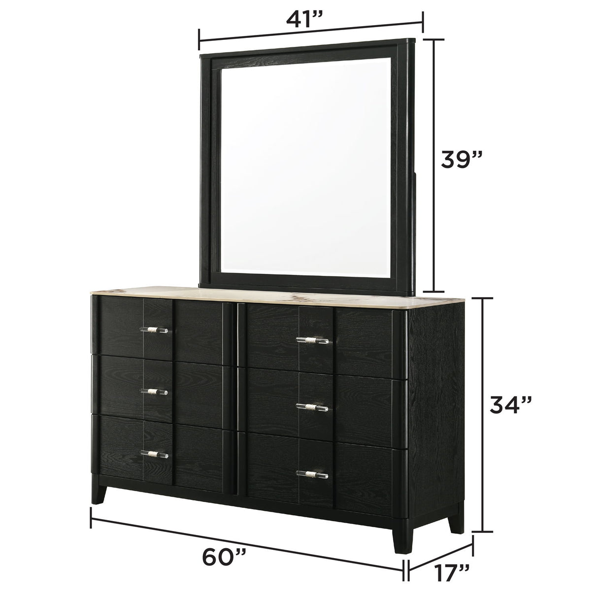 Opel - 6 Drawer Dresser - Black