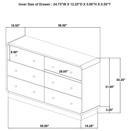 Burton - 6 Drawer Dresser Cabinet - Black