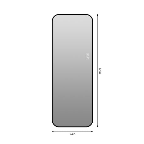 Oversized Backlit LED Full Length Mirror With 3 Color Temperatures, Wall Mounted For Bedroom - Black