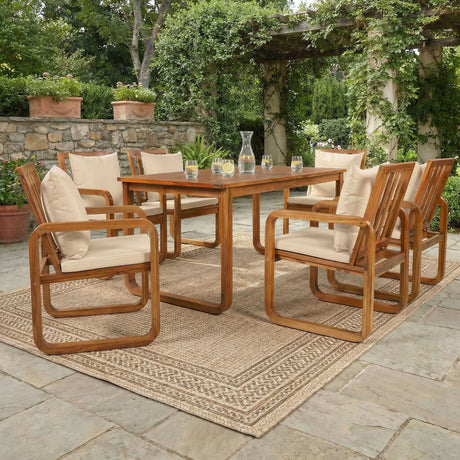 7 Piece Outdoor Patio Dining Set With Removable Cushions