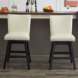Upholstered Swivel Bar Stools High Back (Set of 2) - Cream White