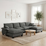 Modular Sectional Sofa With Movable Ottoman & Pillows