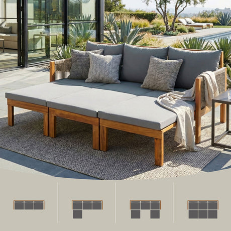 Outdoor 3 Seat Patio Sunbed