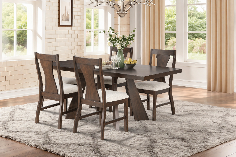 Chestnut Ridge Dining Set w/ 4 Chairs - D4124-10-BRN+D4124-20-BRNx4