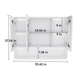 Wall Mounted Bathroom Mirror Cabinet With LED Lights, Anti Fog & Explosion Proof, Touch Control Medicine Cabinet, 3 Color Lighting - White