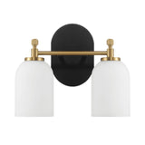 Vortex - 2 Lights Vanity In Style For Over Bathroom Mirror Wall Sconce - Black / Gold / White