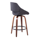 Fabrico - Mid Century Modern Fixed Height Counter Stool & Round Footrest (Set of 2)