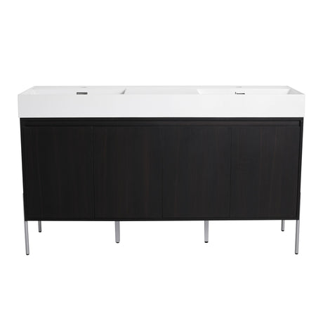 Freestanding Bathroom Vanity With Resin Sink And Storage Cabinet