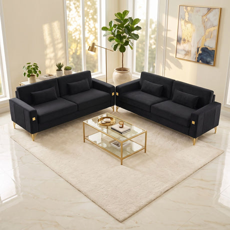 2 Pieces Sofa Sofa Set With Removable Cushions For Home Apartment