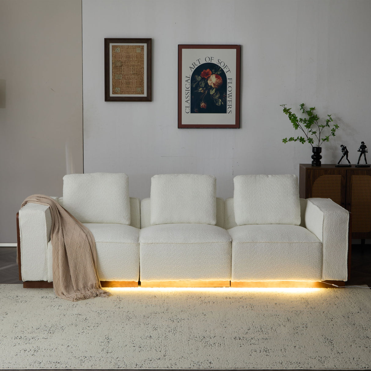 Chita - Sectional Sofa 3 Seater With Light Strip - Beige