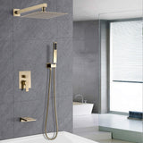 Tub Shower Faucet Set With 12" Rain Shower Head And Handheld Spray Combo