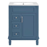 Bathroom Vanity With Sink, Compact Cabinet & 2 Drawers And Adjustable Shelf