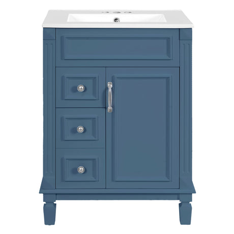 Bathroom Vanity With Sink, Compact Cabinet & 2 Drawers And Adjustable Shelf