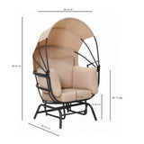 Egg Chair With Cushion And Retractable Canopy - Black / Taupe