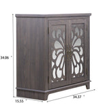 Elegant Sideboard With 2 Acrylic Mirrored Doors, Adjustable Shelf Storage