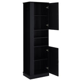 Tall Freestanding Bathroom Storage Cabinet With Adjustable Shelves And Side Hooks Board, Rectangle Design