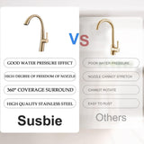 Elegant Single Handle Stainless Steel Pull Out Kitchen Faucet With High Arch Spout