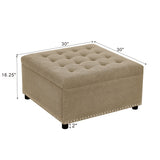 Square Tufted Storage Ottoman With Nailhead Trim
