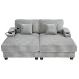 Modern Chaise Sofa With Adjustable Backrest, Cup Holders, Phone Holder & Storage Compartments For Living Room