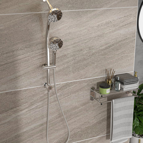 Multi Function Dual Shower Head System With 4.7" Rain Showerhead, 8 Function Hand Shower, Adjustable Slide Bar