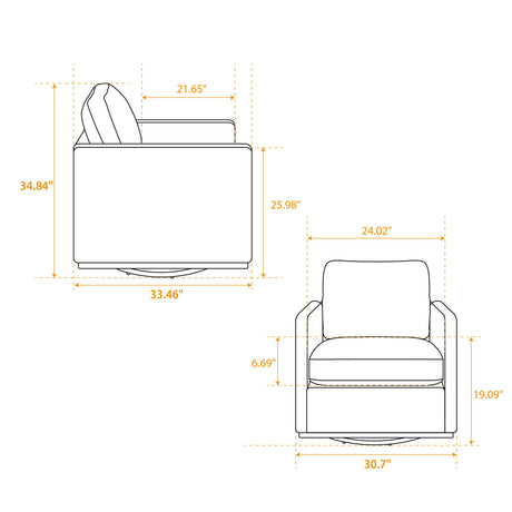 Modern Upholstered Square Swivel Accent Chair With 360 Degree Rotation
