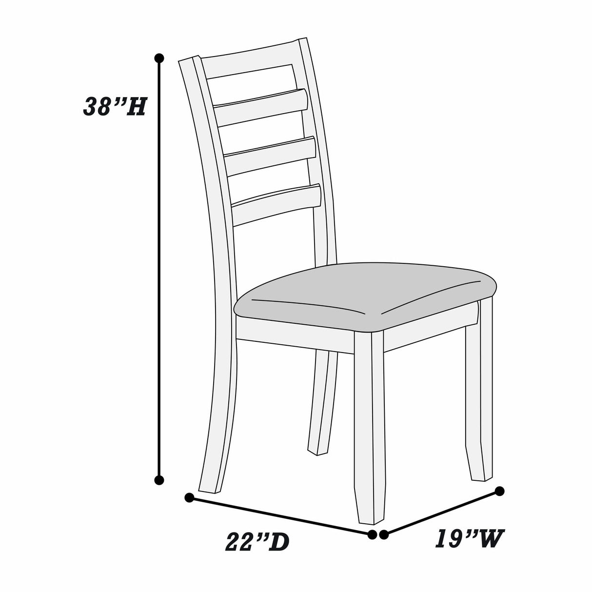 Ladder Back Design Dining Chairs (Set of 2) - Walnut