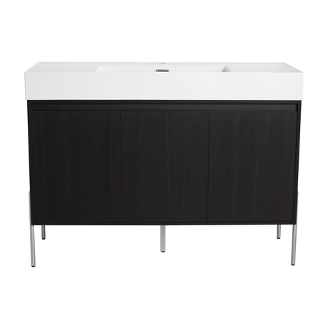Freestanding Bathroom Vanity With Resin Sink And Storage Cabinet