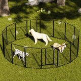 Dog Playpen, 16 Panels Pet Exercise Pen Indoor / Outdoor Fence With Anti Skid Base - Black